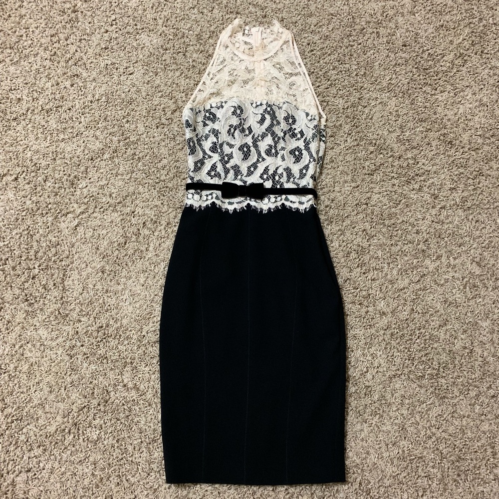 Karen Millen Ivory Lace Black Shift dress S - Picture 3 of 8